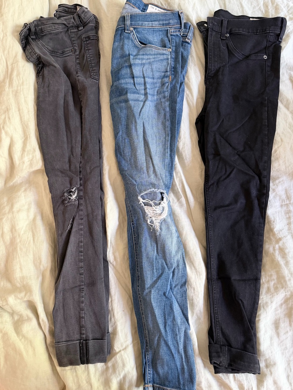 rag & bone Women’s Skinny Jeans Trio — Black, Gray, Blue